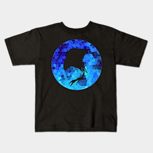 Manta Ray Blue Mosaic Circle Kids T-Shirt